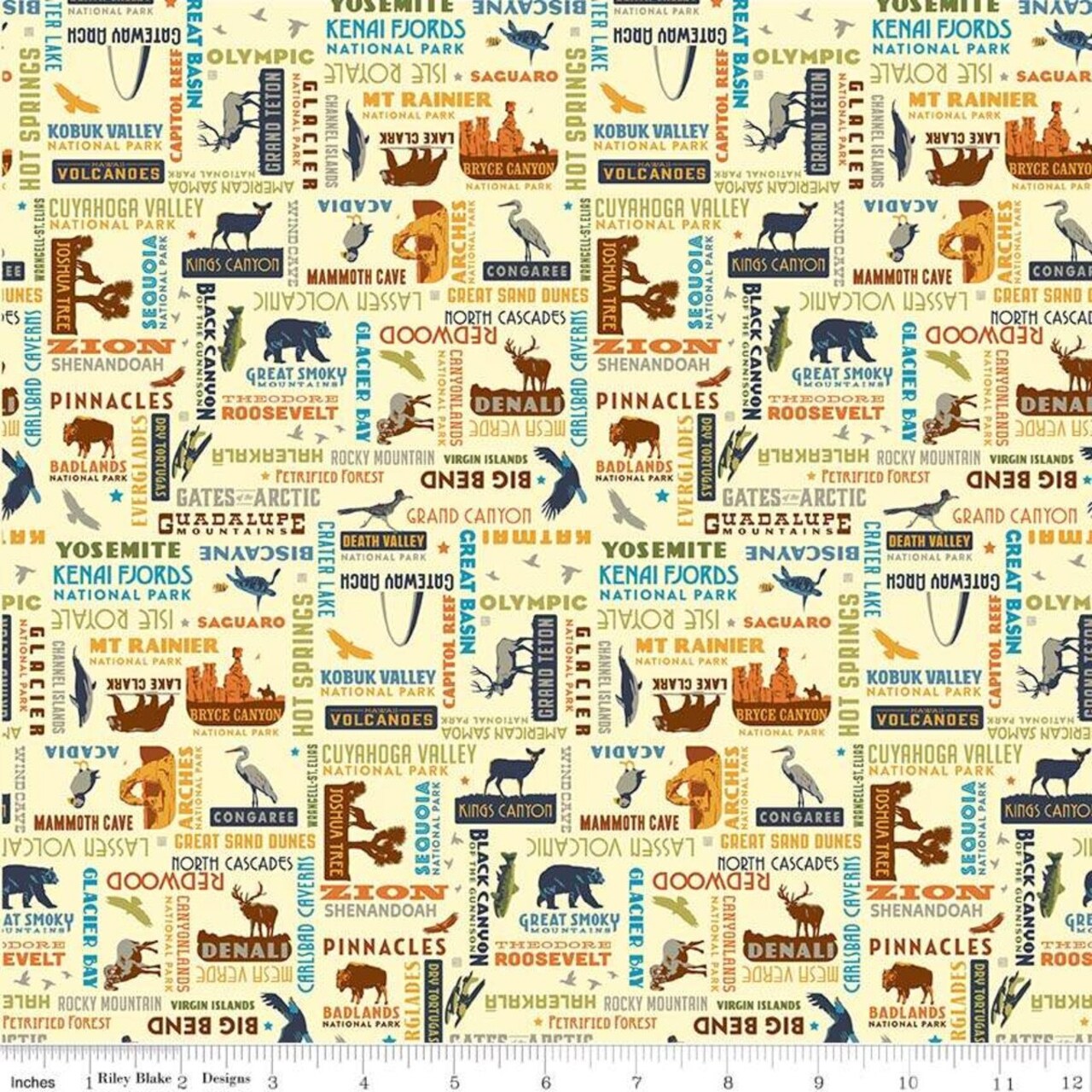 Word Print in Cream (c8784-cream) | National Parks | Anderson Design Group | Riley Blake